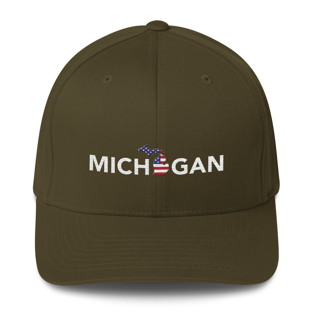 'Michigan' Fitted Baseball Cap (Sans Font Patriot Edition)