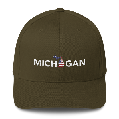 'Michigan' Fitted Baseball Cap (Sans Font Patriot Edition)