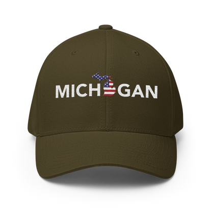 'Michigan' Fitted Baseball Cap (Sans Font Patriot Edition)