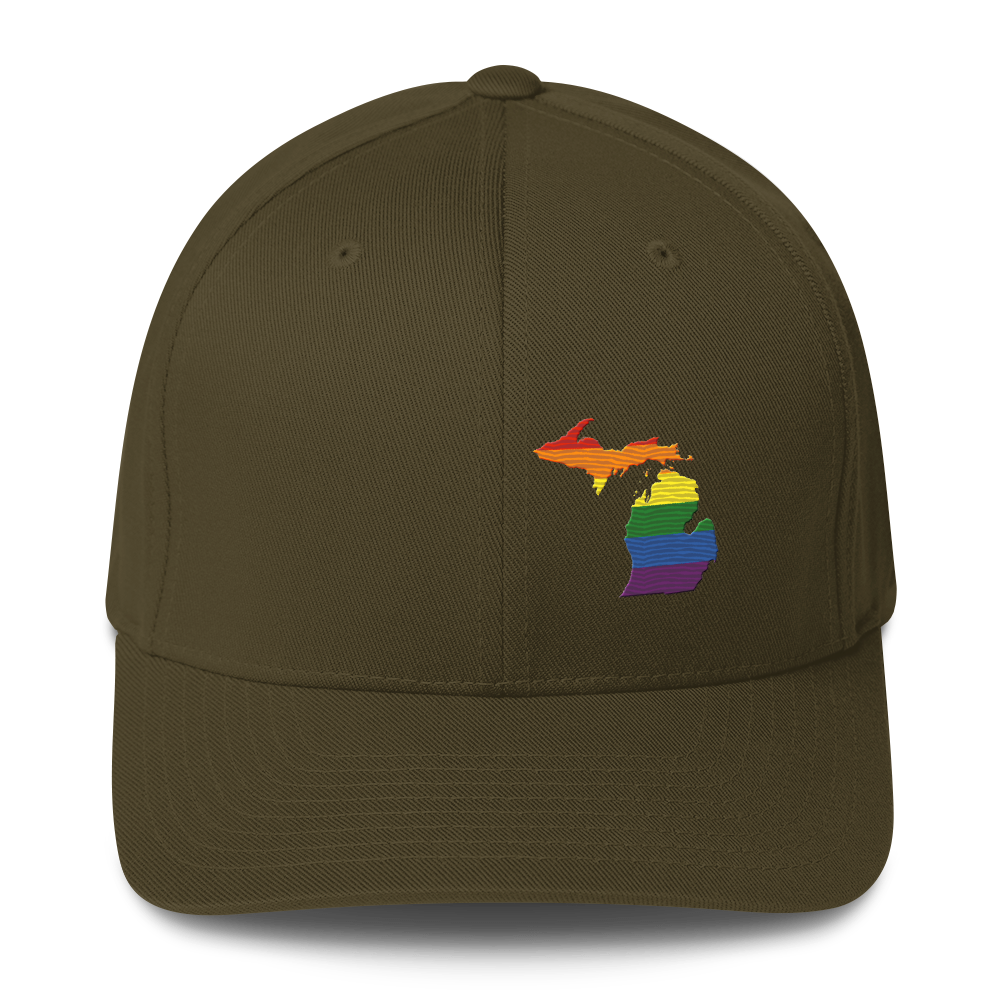 Michigan Fitted Baseball Cap (Rainbow Pride Edition)