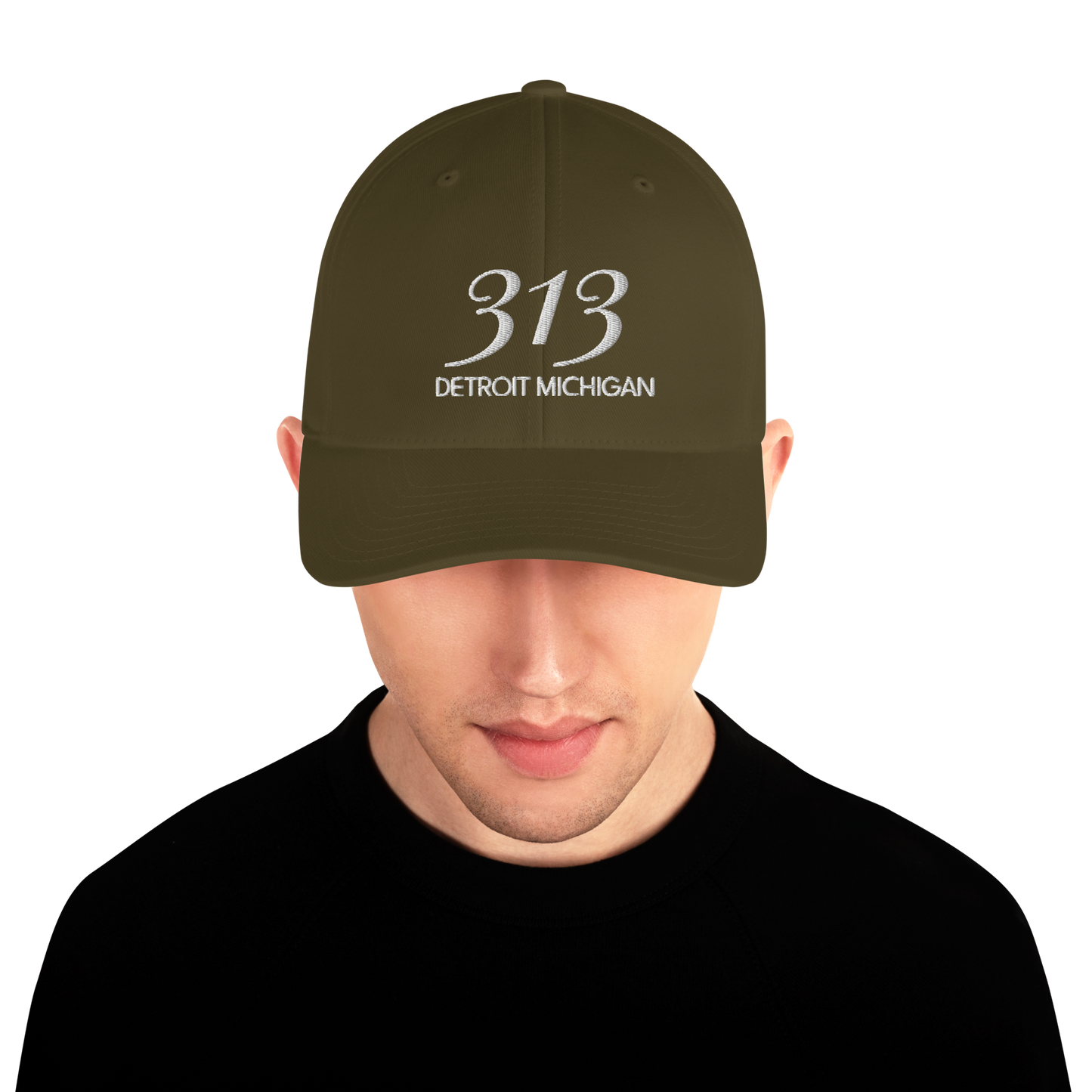 '313 Detroit Michigan' Fitted Baseball Cap