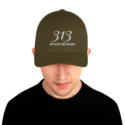 '313 Detroit Michigan' Fitted Baseball Cap