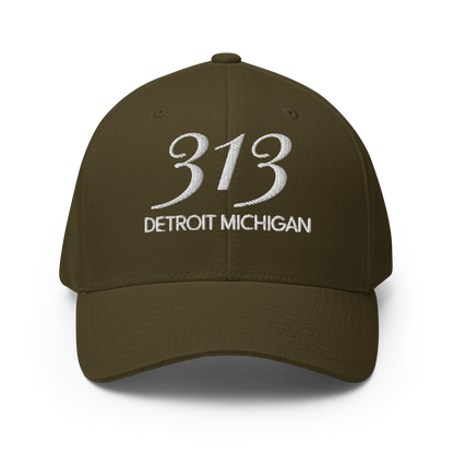 '313 Detroit Michigan' Fitted Baseball Cap