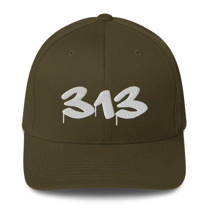 Detroit '313' Fitted Baseball Cap (Tag Font)