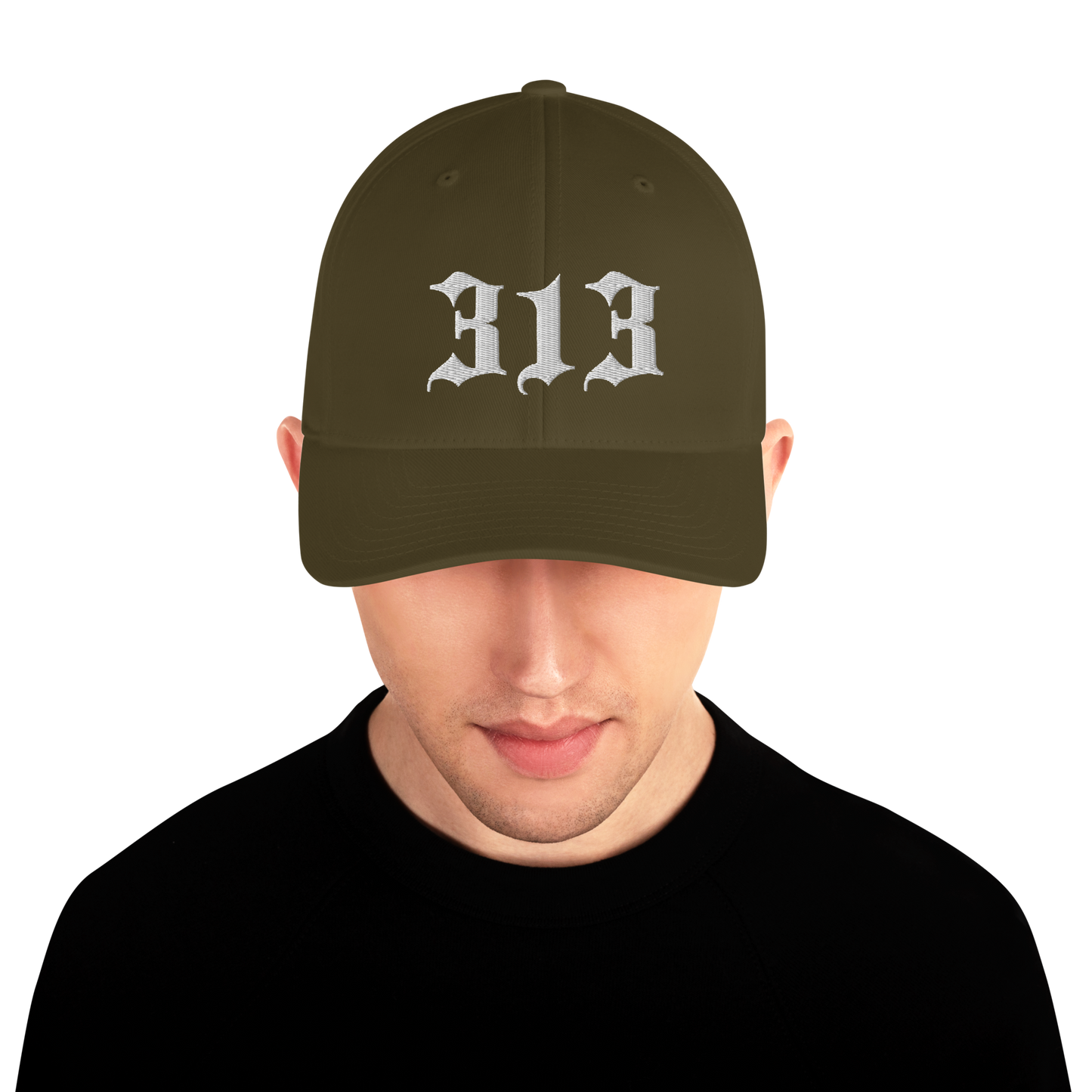 Detroit '313' Fitted Baseball Cap (Old English)