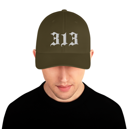 Detroit '313' Fitted Baseball Cap (Old English)