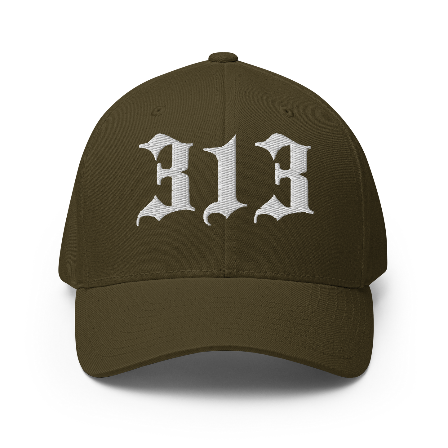 Detroit '313' Fitted Baseball Cap (Old English)