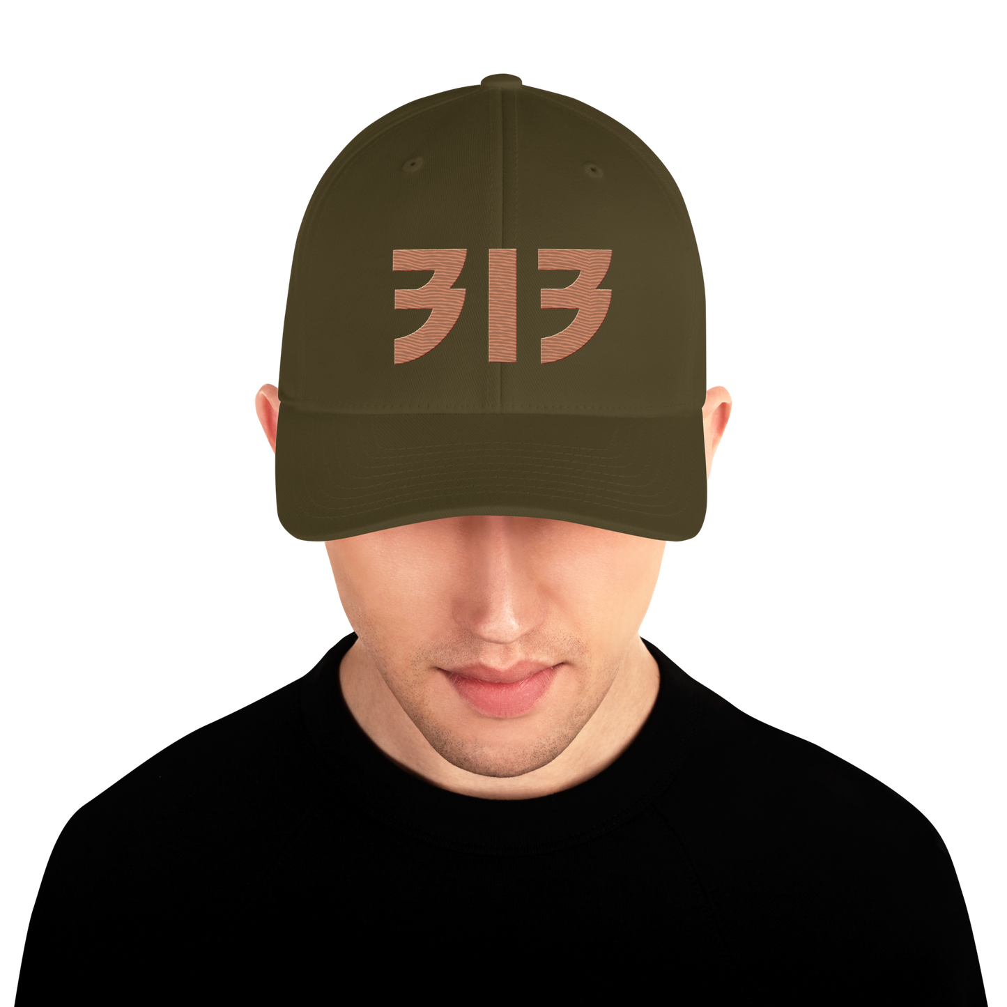 Detroit '313' Fitted Baseball Cap (Glam Font) | Copper