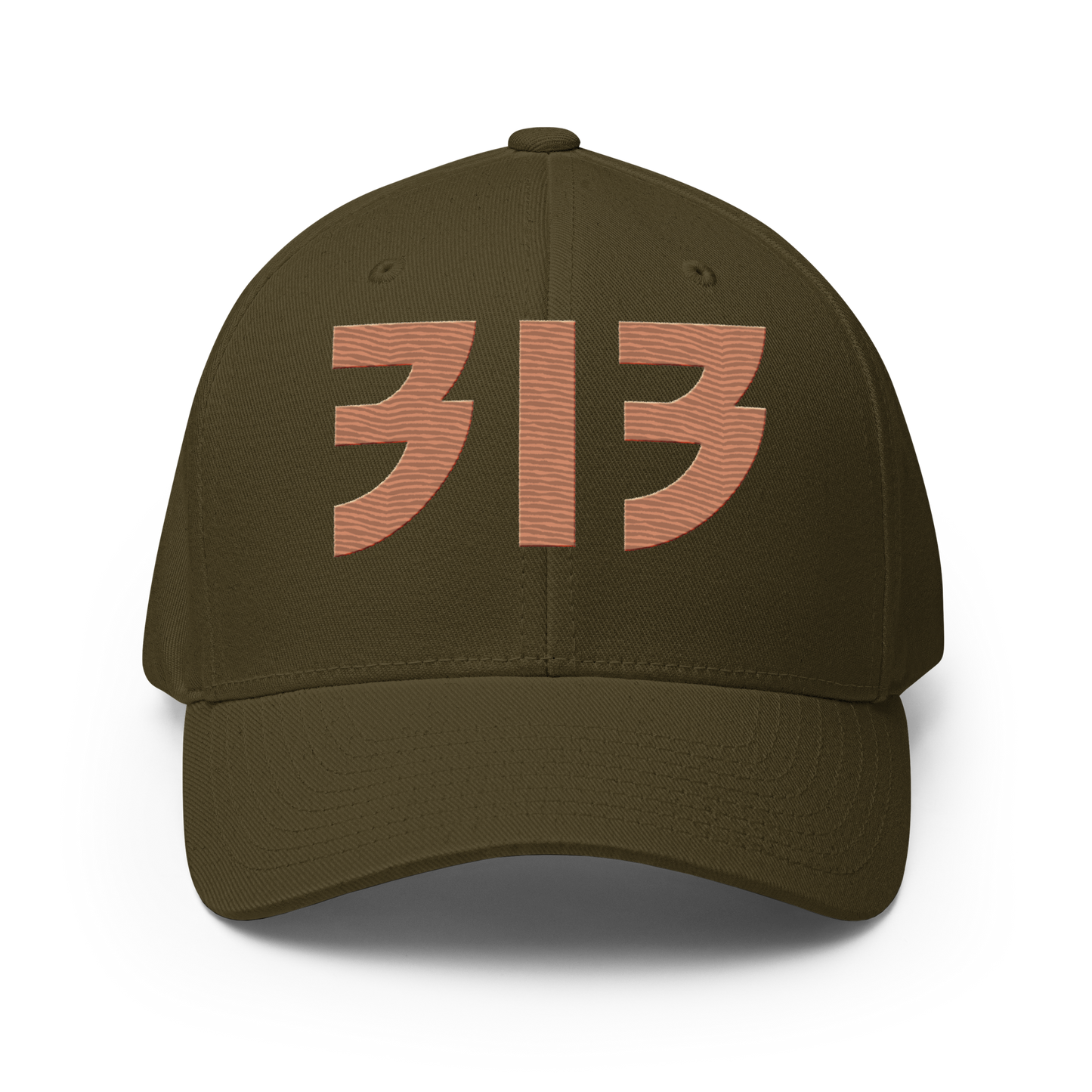 Detroit '313' Fitted Baseball Cap (Glam Font) | Copper