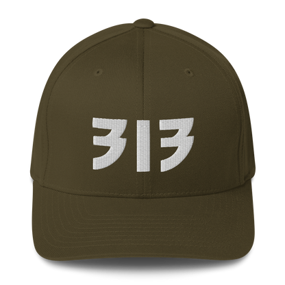 Detroit '313' Fitted Baseball Cap (Glam Font)