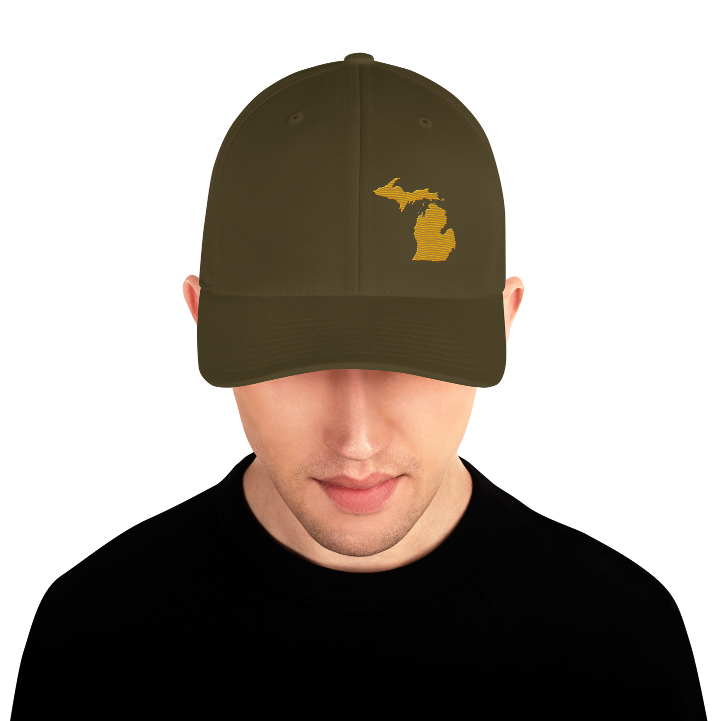 Michigan Fitted Baseball Cap | Gold Outline