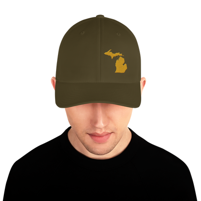 Michigan Fitted Baseball Cap | Gold Outline