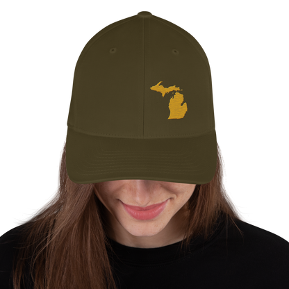 Michigan Fitted Baseball Cap | Gold Outline