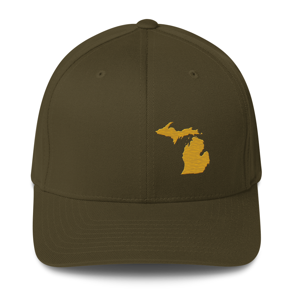 Michigan Fitted Baseball Cap | Gold Outline