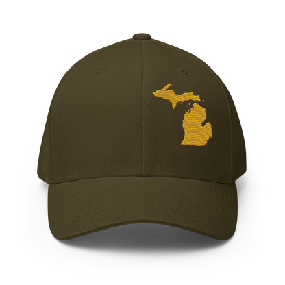 Michigan Fitted Baseball Cap | Gold Outline