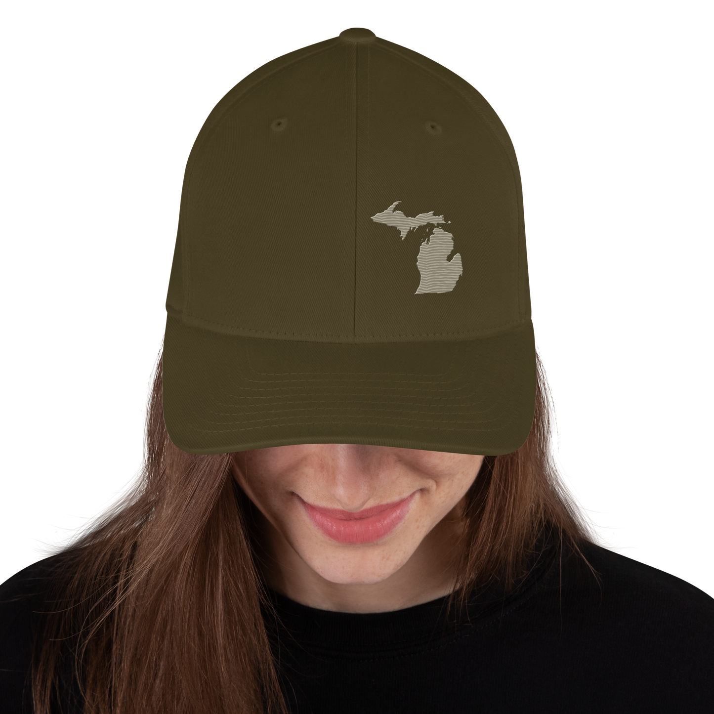 Michigan Fitted Baseball Cap | Petoskey Beige Outline