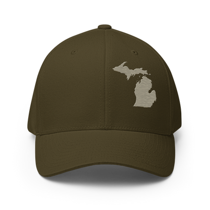 Michigan Fitted Baseball Cap | Petoskey Beige Outline