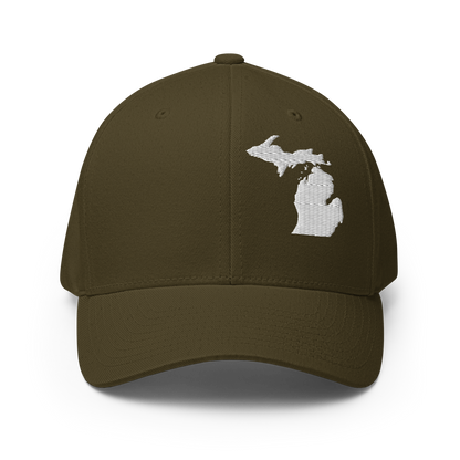 Michigan Fitted Baseball Cap | White Outline