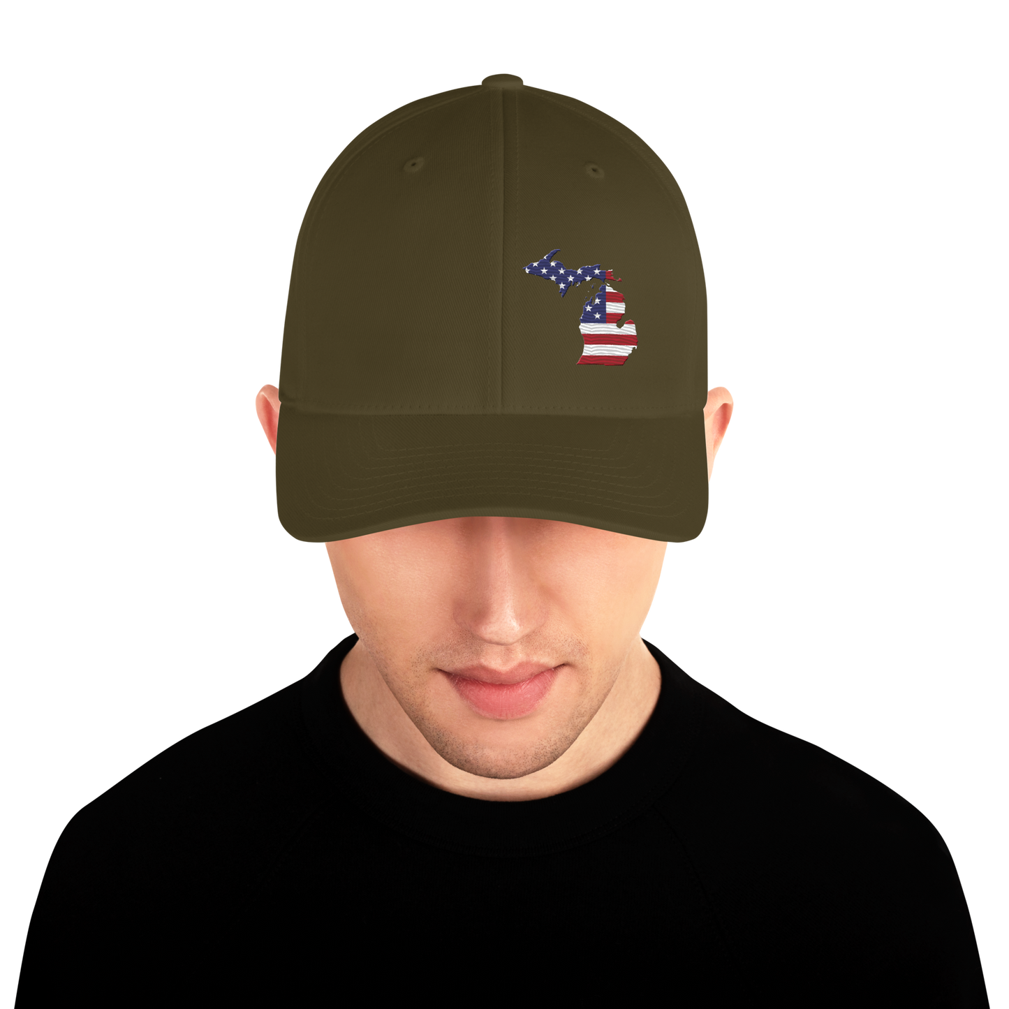 Michigan Fitted Baseball Cap | Patriotic Outline