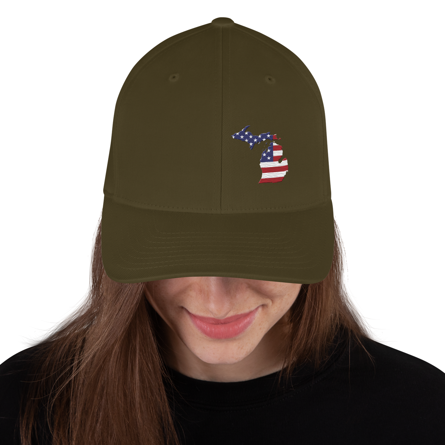 Michigan Fitted Baseball Cap | Patriotic Outline