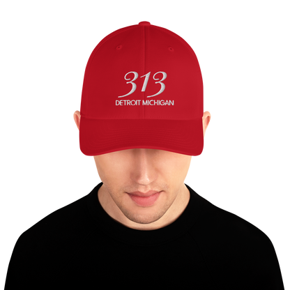 '313 Detroit Michigan' Fitted Baseball Cap