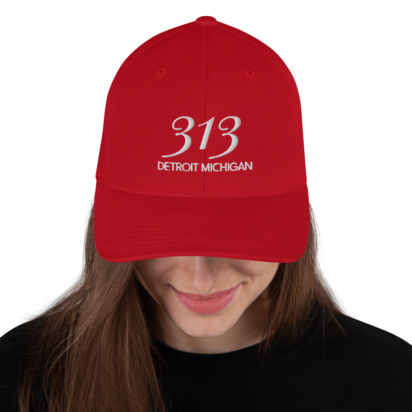 '313 Detroit Michigan' Fitted Baseball Cap