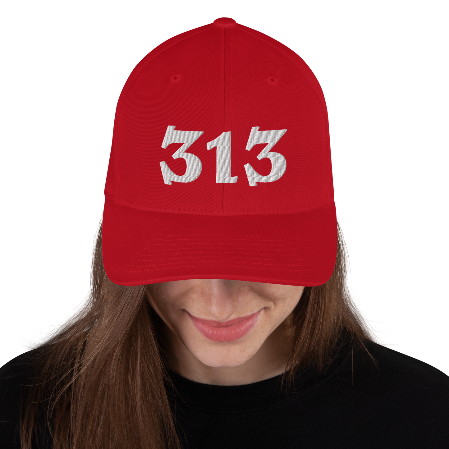 Detroit '313' Fitted Baseball Cap (Angry Font)