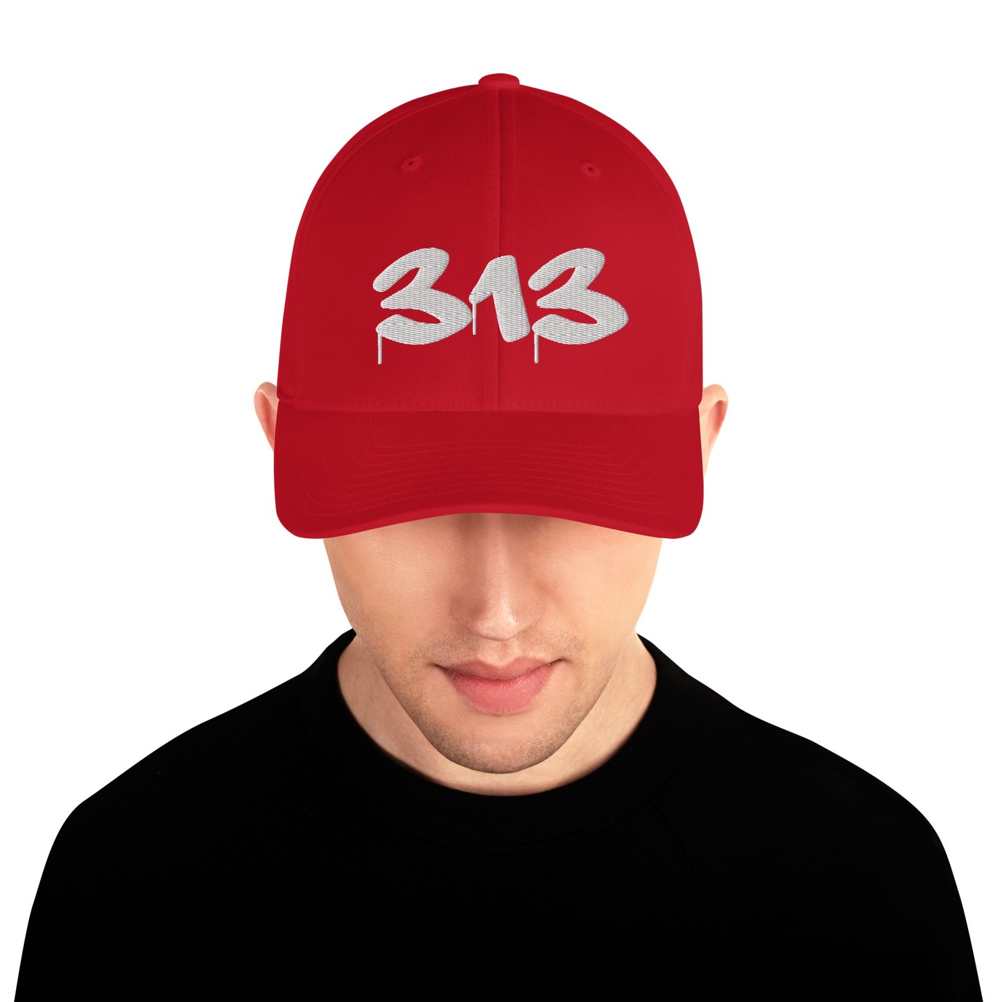 Detroit '313' Fitted Baseball Cap (Tag Font)