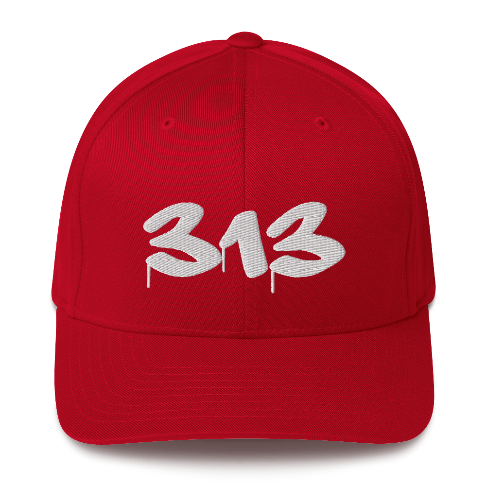 Detroit '313' Fitted Baseball Cap (Tag Font)