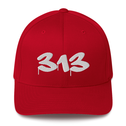 Detroit '313' Fitted Baseball Cap (Tag Font)