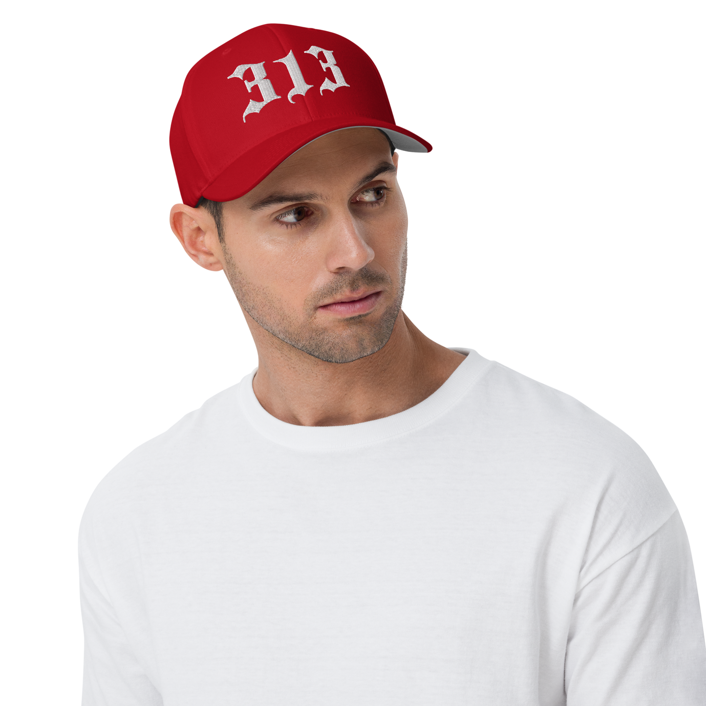 Detroit '313' Fitted Baseball Cap (Old English)