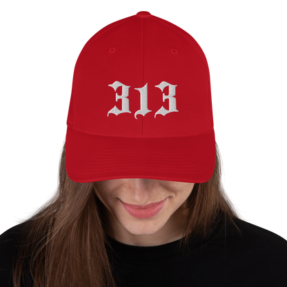 Detroit '313' Fitted Baseball Cap (Old English)