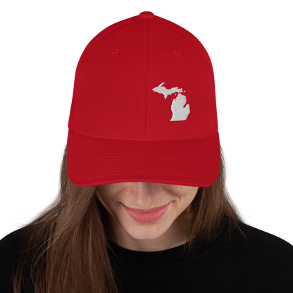 Michigan Fitted Baseball Cap | White Outline