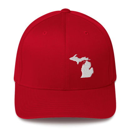 Michigan Fitted Baseball Cap | White Outline