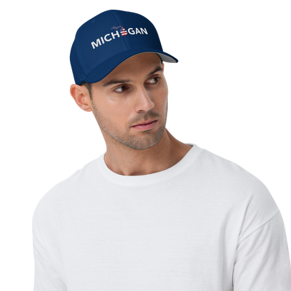 'Michigan' Fitted Baseball Cap (Sans Font Patriot Edition)