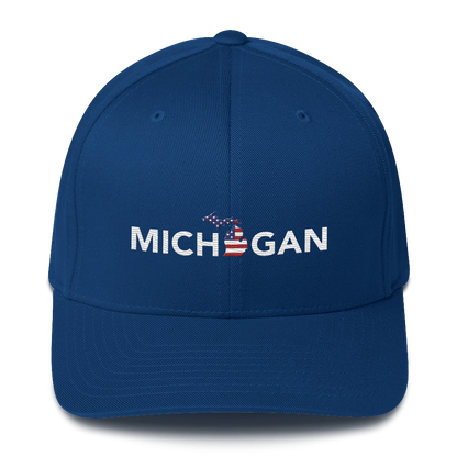 'Michigan' Fitted Baseball Cap (Sans Font Patriot Edition)