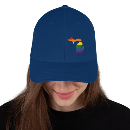 Michigan Fitted Baseball Cap (Rainbow Pride Edition)