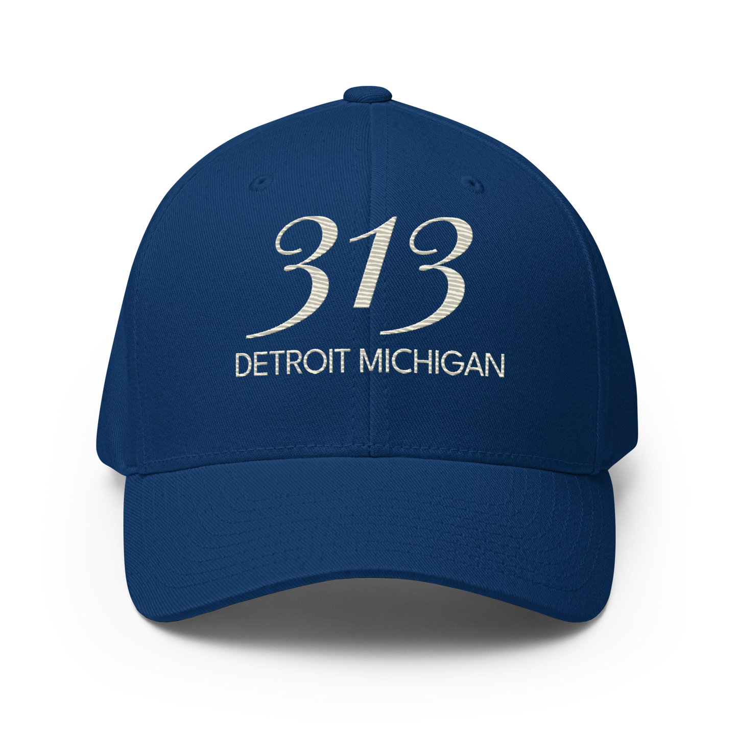 '313 Detroit Michigan' Fitted Baseball Cap | Ivory White