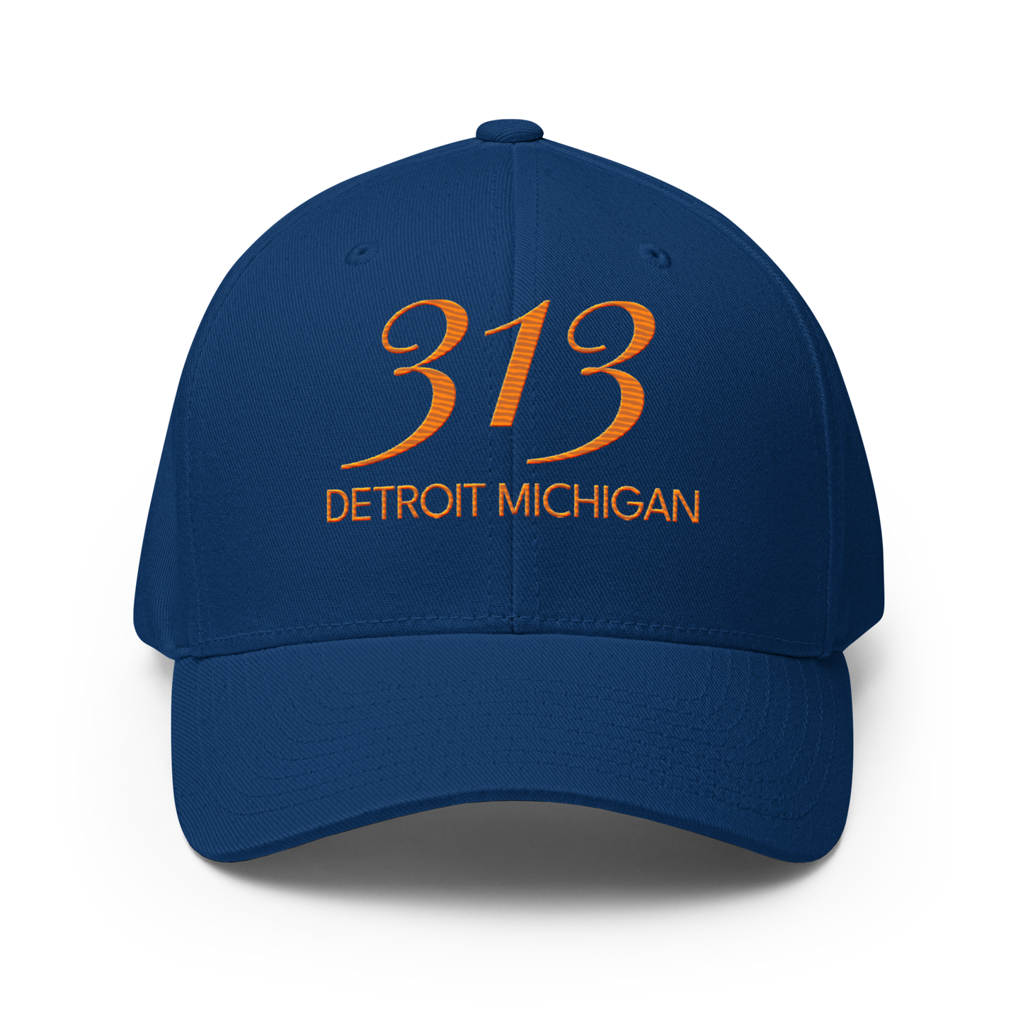 '313 Detroit Michigan' Fitted Baseball Cap | Orange