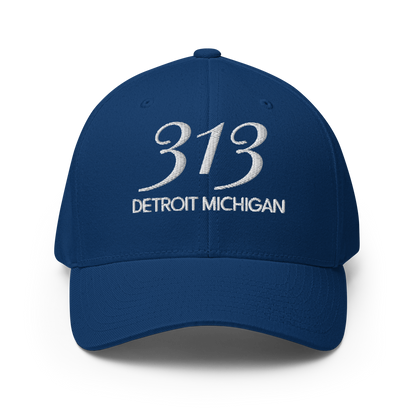 '313 Detroit Michigan' Fitted Baseball Cap