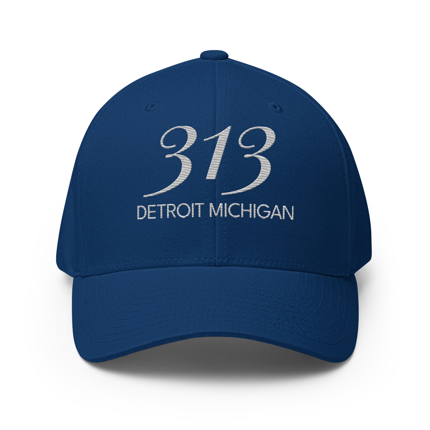 '313 Detroit Michigan' Fitted Baseball Cap | Platinum