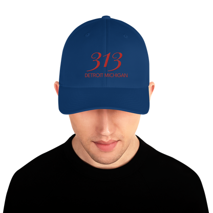 '313 Detroit Michigan' Fitted Baseball Cap | Aliform Red