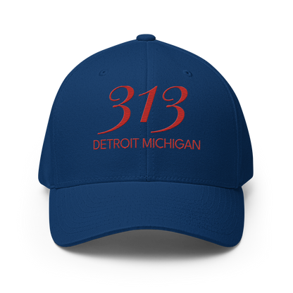 '313 Detroit Michigan' Fitted Baseball Cap | Aliform Red