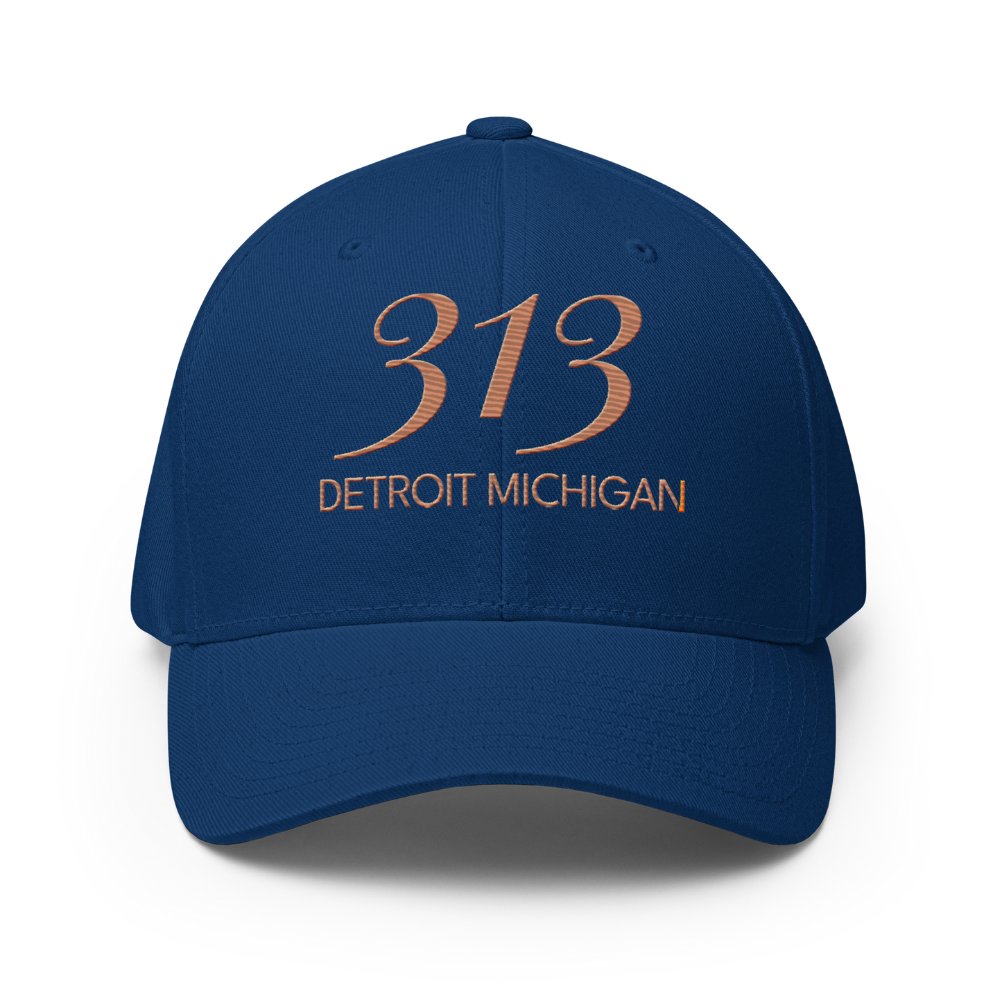 '313 Detroit Michigan' Fitted Baseball Cap | Copper