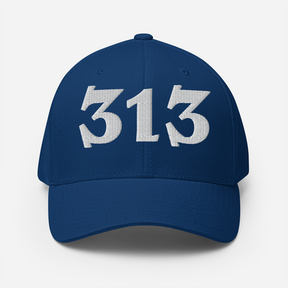 Detroit '313' Fitted Baseball Cap (Angry Font)