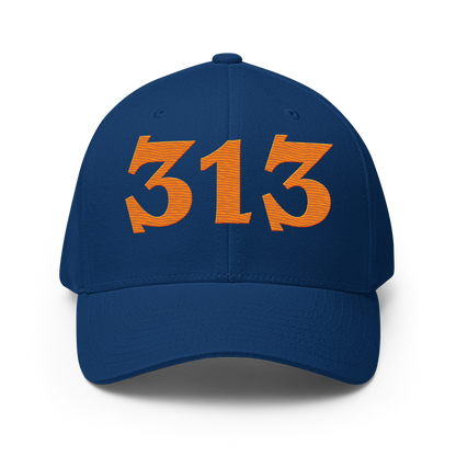 Detroit '313' Fitted Baseball Cap (Angry Font) | Orange