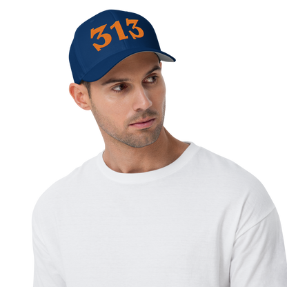 Detroit '313' Fitted Baseball Cap (Angry Font) | Orange