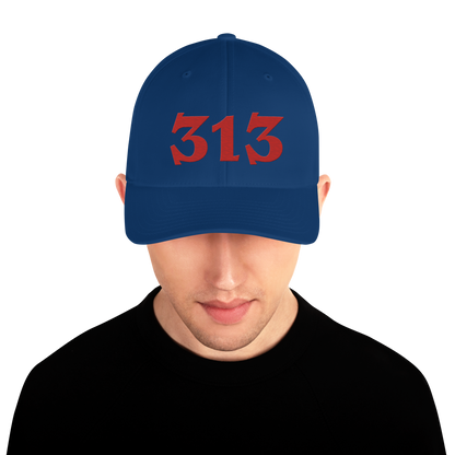 Detroit '313' Fitted Baseball Cap (Angry Font) | Aliform Red