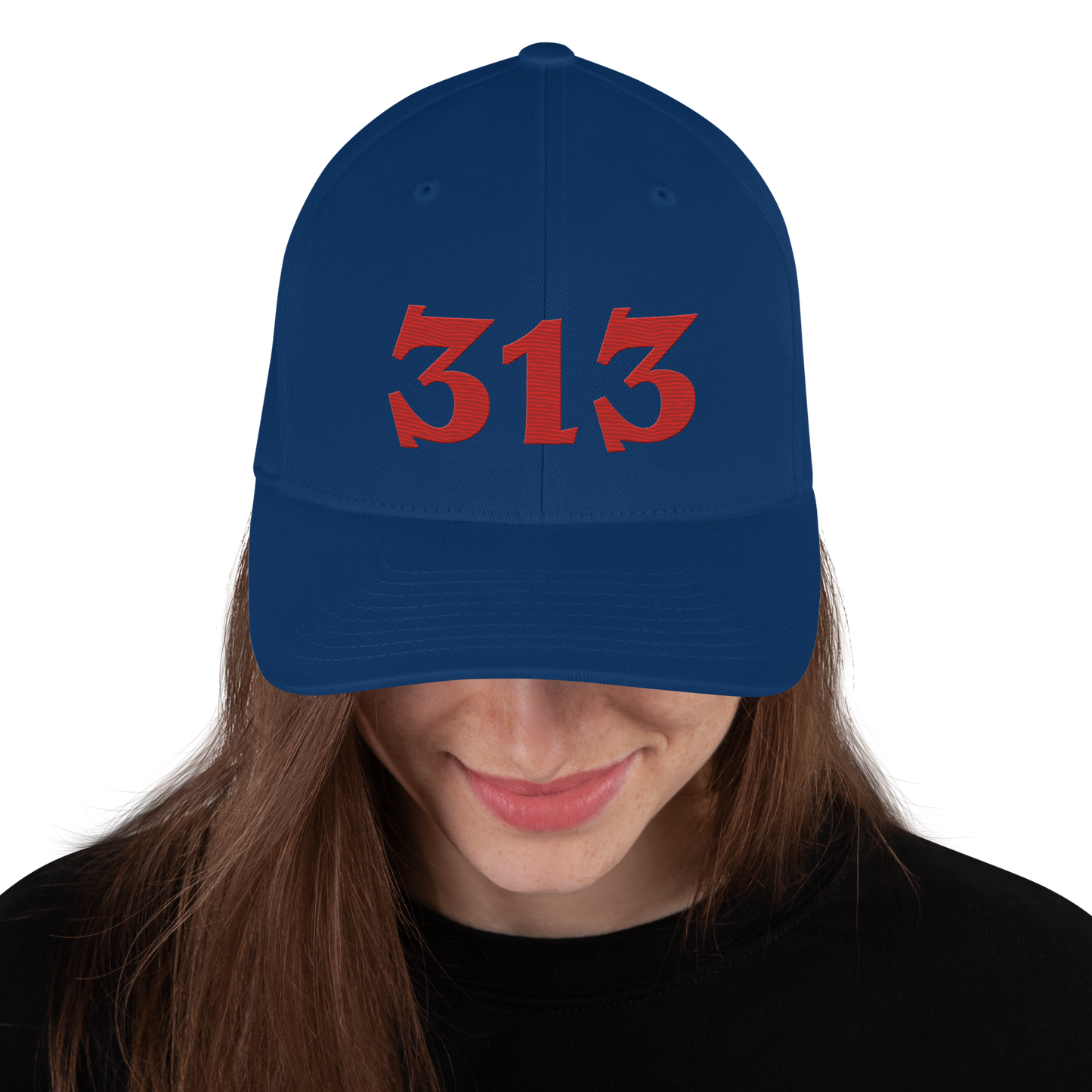 Detroit '313' Fitted Baseball Cap (Angry Font) | Aliform Red