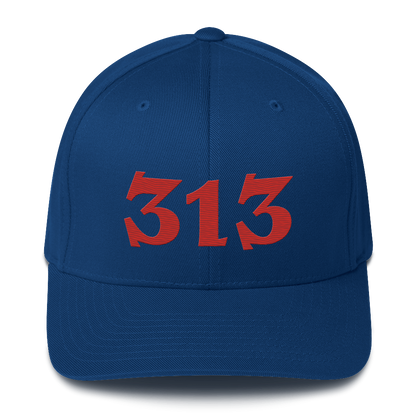 Detroit '313' Fitted Baseball Cap (Angry Font) | Aliform Red